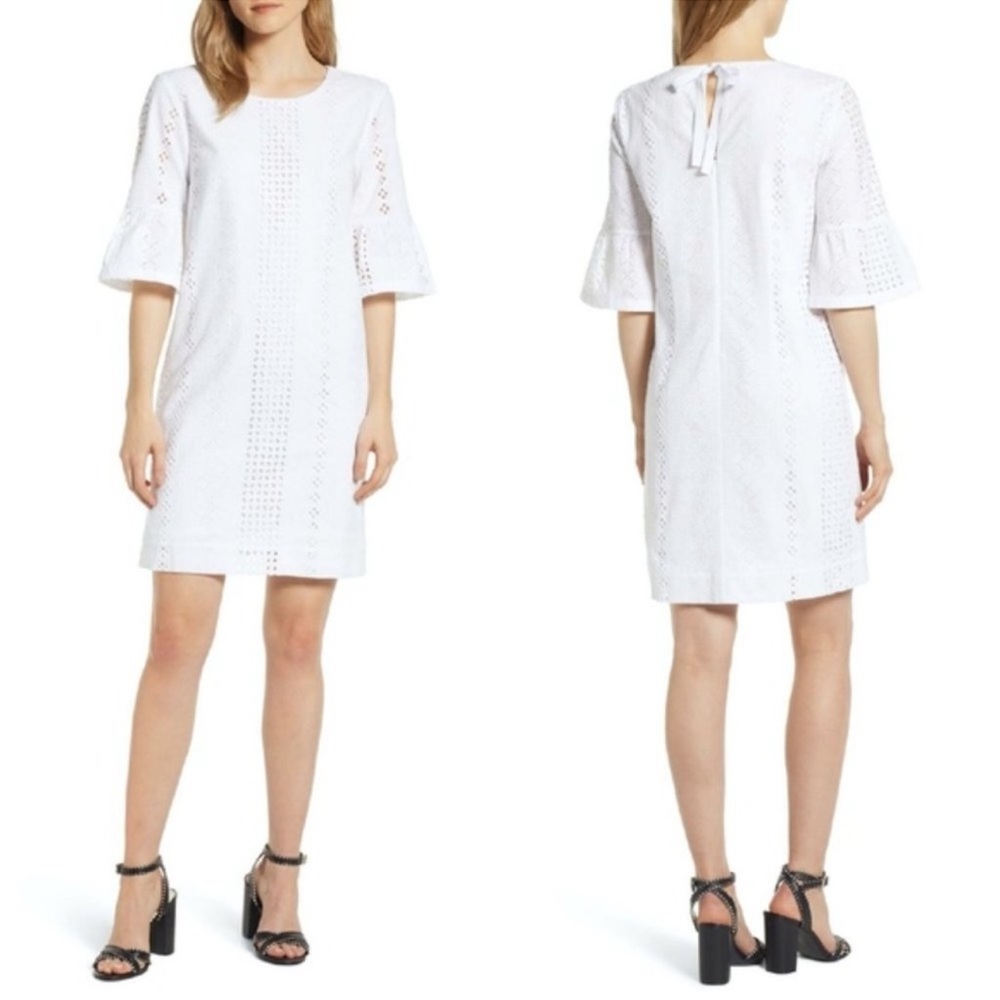NEW J. Crew Flutter Sleeve Eyelet Dress in White - Size 0
